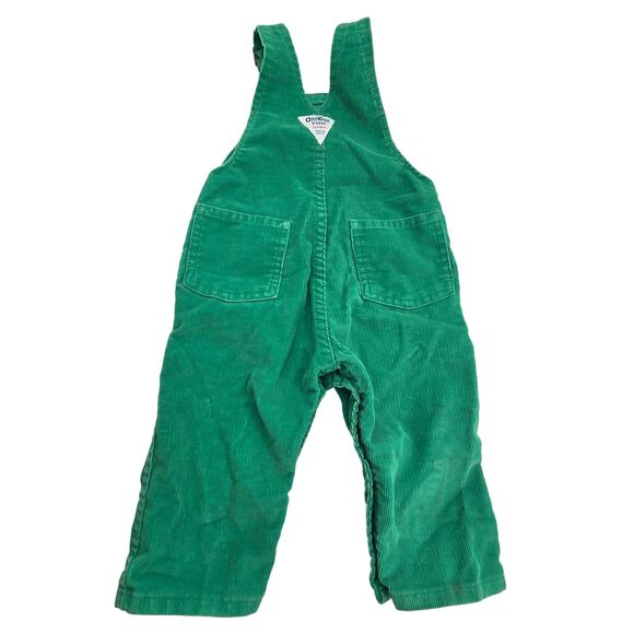 Vintage OshKosh B'Gosh Toddler Green Overalls 18 Months Made in USA - Picture 3 of 6